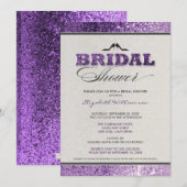 Glitzer Bling Bridal Dusche Einladung (lila) (Vorne/Hinten)