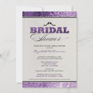 Glitzer Bling Bridal Dusche Einladung (lila)