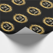 Glitzer Bling Confetti | der Diamant-Zahl-21 Gold Geschenkpapier (Ecke)