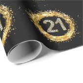 Glitzer Bling Confetti | der Diamant-Zahl-21 Gold Geschenkpapier (Rolleneckpunkt)