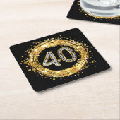 Glitzer Bling Confetti | der Diamant-Zahl-40 Gold Rechteckiger Pappuntersetzer (angewinkelt)