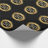 Glitzer Bling Confetti | der Diamant-Zahl-50 Gold Geschenkpapier (Ecke)