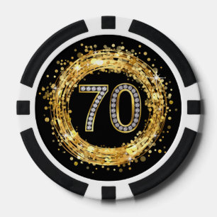 Glitzer Bling Confetti der Diamant-Zahl-70 Gold Pokerchips