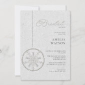 Glitzer Bling Snowflake Weißes Winter Brautparty Einladung (Vorderseite)