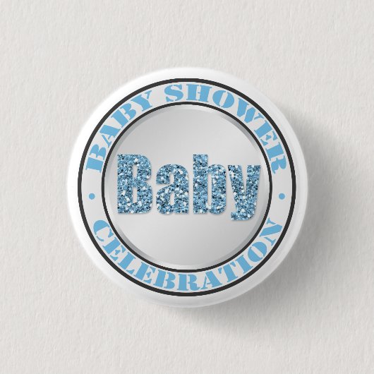 Glitzer Blue Baby Shower Celebration Buttons (Vorderseite)