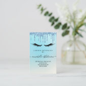 Glitzer Blue Eyelash Extension Client Record Busin Visitenkarte (Stehend Vorderseite)