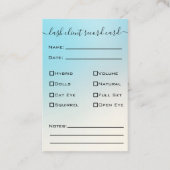 Glitzer Blue Eyelash Extension Client Record Busin Visitenkarte (Rückseite)