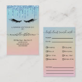 Glitzer Blue Eyelash Extension Client Record Visitenkarte (Vorne/Hinten)