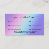 Glitzer Blue Eyelash Extension Ernennung Visitenkarte (Rückseite)