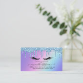 Glitzer Blue Eyelash Extension Loyalty Visitenkarte (Stehend Vorderseite)
