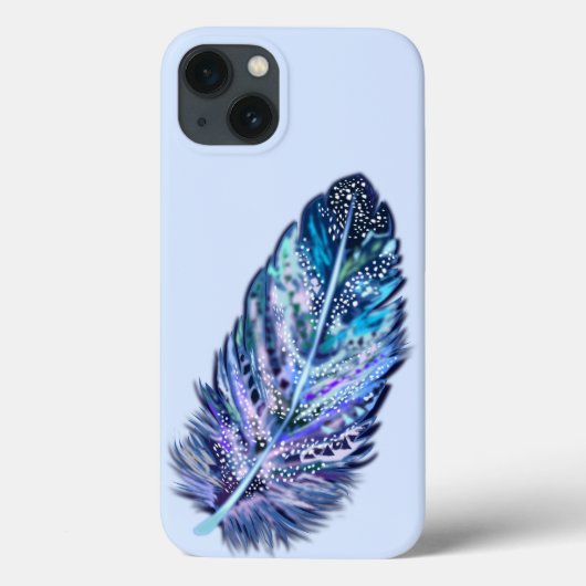 Glitzer Blue Feather iPhone Case (Rückseite)