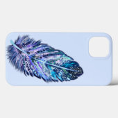 Glitzer Blue Feather iPhone Case (Rückseite (Horizontal))
