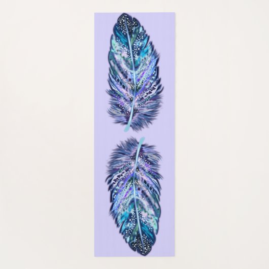 Glitzer Blue Feather Yoga Mat Yogamatte (Rückseite)