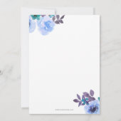 Glitzer Blue Floral Balloon Babydusche Einladung (Rückseite)