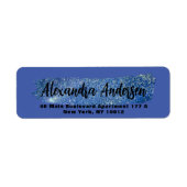 Glitzer Blue Funkelnd Brushstroke Rücksendeadresse (Vorne)