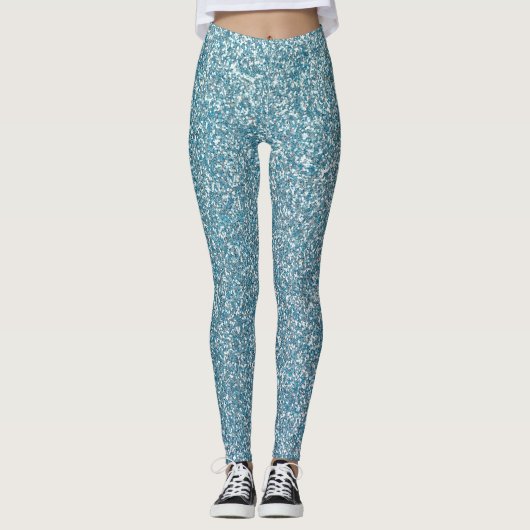 Glitzer Blue Leggings (Vorderseite)