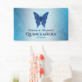 Glitzer Blue Quinceanera Geburtstag Banner (Insitu)