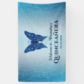 Glitzer Blue Quinceanera Geburtstag Banner (Vertikal)