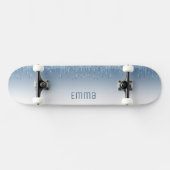 Glitzer Blue Skateboard mit Namen (Horizontal)