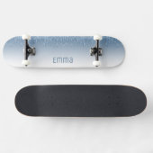 Glitzer Blue Skateboard mit Namen (Horizontal)