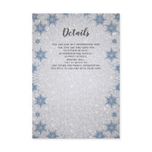 Glitzer Blue Snowflake Winter Hochzeit Details Kar