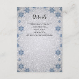 Glitzer Blue Snowflake Winter Hochzeit Details Kar Begleitkarte