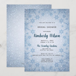 Glitzer Blue Snowflakes WinterBrautparty Einladung