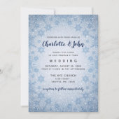Glitzer Blue Snowflakes Winterhochzeit Einladung (Vorderseite)
