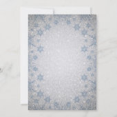 Glitzer Blue Snowflakes Winterhochzeit Einladung (Rückseite)