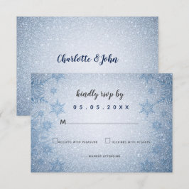 Glitzer Blue Snowflakes Winterhochzeit uAwg Einladung