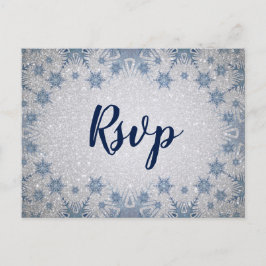 Glitzer Blue Snowflakes Winterhochzeit uAwg Einladungspostkarte