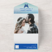 Glitzer Blue Wedding All In One Einladung (Außenbereich)