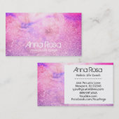 *~* Glitzer Blume Aquarell Rosa Blau Lila Visitenkarte (Vorne/Hinten)