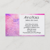 *~* Glitzer Blume Aquarell Rosa Blau Lila Visitenkarte (Rückseite)