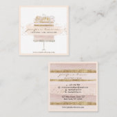 Glitzer Blumenkuchen Konditorei Quadratische Visitenkarte (Vorne/Hinten)