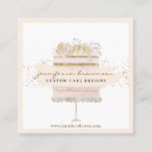 Glitzer Blumenkuchen Konditorei Quadratische Visitenkarte (Vorderseite)