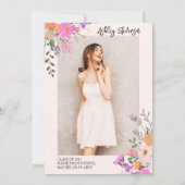 Glitzer Blumenwasser-Farbe Foto Abschluss Einladung (Rückseite)