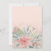 Glitzer Blumenwatercolor erröten rosa Brautparty Einladung (Rückseite)