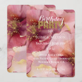 Glitzer Blush Burgund Blume Geburtstag Einladung (Vorne/Hinten)