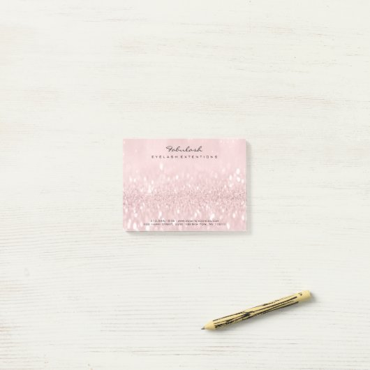 Glitzer Blush Name Web Telefonnummer Rosa Post-it Klebezettel (Auf Schreibtisch)