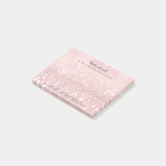 Glitzer Blush Name Web Telefonnummer Rosa Post-it Klebezettel (angewinkelt)