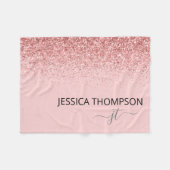 Glitzer Blush Pink Einfaches Skriptnamens  Fleecedecke (Vorderseite (Horizontal))