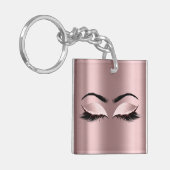 Glitzer Blush Pink Girly Makeup Lashes Schlüsselanhänger (Vorderseite links)