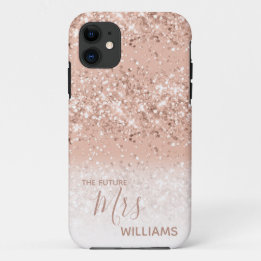 Glitzer Blush Pink Rose Gold Future Frau Bride Case-Mate iPhone Hülle