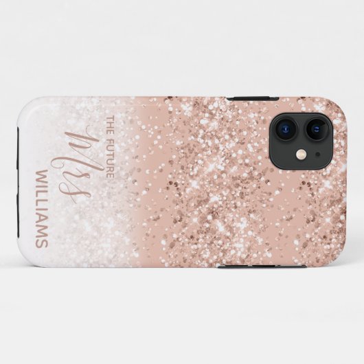 Glitzer Blush Pink Rose Gold Future Frau Bride Case-Mate iPhone Hülle (Rückseite (Horizontal))