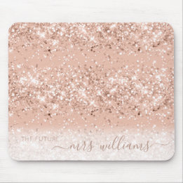 Glitzer Blush Pink Rose Gold Future Frau Bride Mousepad