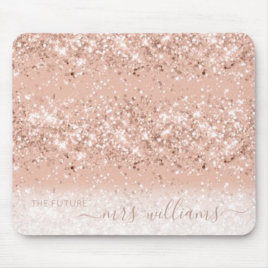 Glitzer Blush Pink Rose Gold Future Frau Bride Mousepad (Vorne)