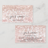 Glitzer Blush Rose Tropfen Makeup Artist Visitenkarte (Vorne/Hinten)