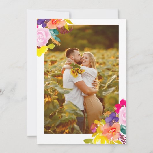 Glitzer Boho fett Blumenstrauß 2 Fotos Hochzeit Einladung (Rückseite)