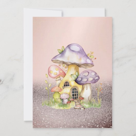 Glitzer Bokeh, Blumenstrümpfe Kinderdusche Einladung (Rückseite)